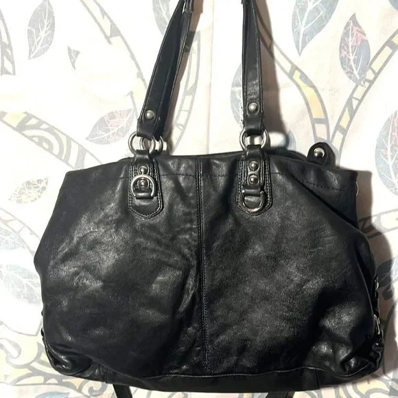 Coach Black Leather Ashley Satchel - GUC - Picture 2 of 10